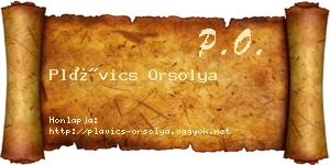 Plávics Orsolya névjegykártya